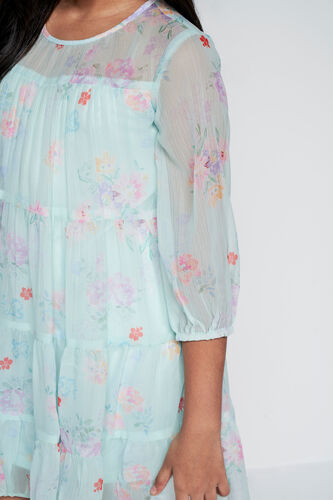 Flower and Petals Flared Dress, Green, image 6